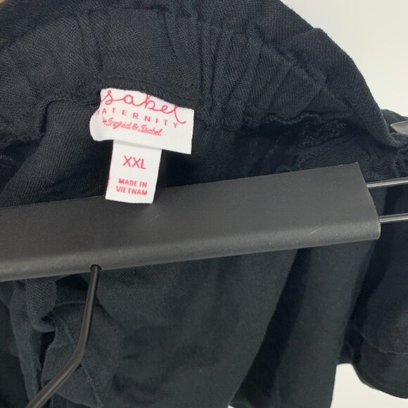 Isabel Maternity Shorts Black Linen Blend Tie Front Pull On NWT - Picture 4 of 9